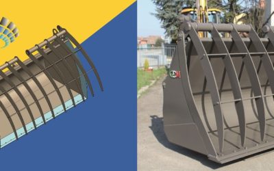 Bucket with closing grid of 5 cubic meters