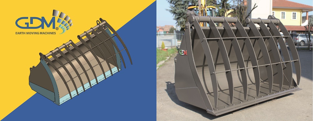 Bucket with closing grid of 5 cubic meters